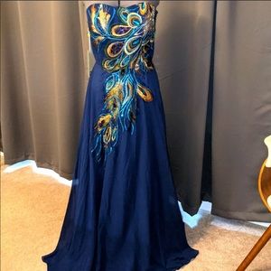 Grace Karin Peacock Gown - Cobalt Blue